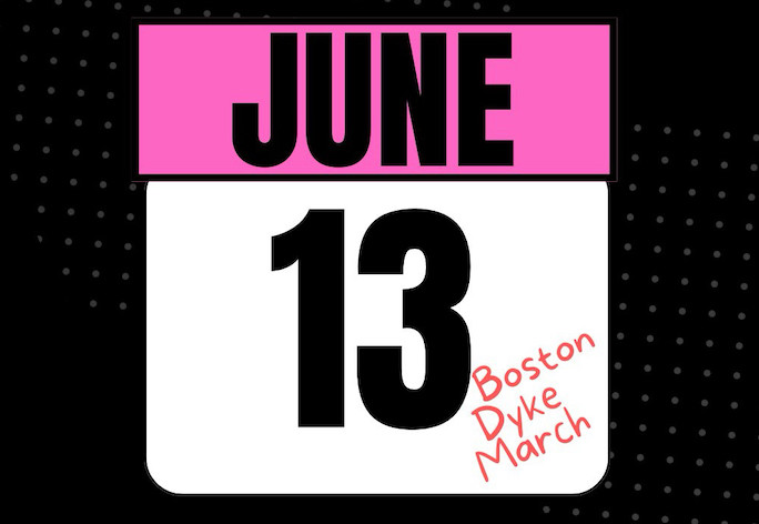 black white and pink calendar graphic with the date June 13